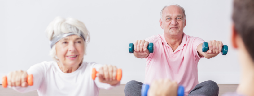 Elderly Couple working out