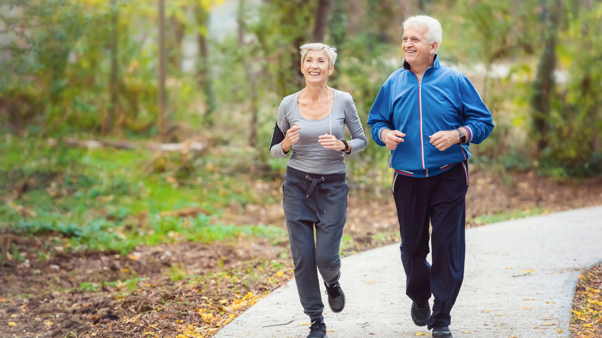 Elderly couple working out