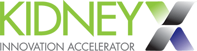 The logo for kidneyx innovation accelerator.